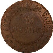 2 Centavos Pattern; Cauca, Colombia, 1890 reverse image