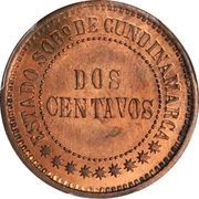 2 Centavos Pattern; Cundinamarca, Colombia, 1890 reverse image