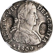 8 Reales - Ferdinand VII Santa Marta; Countermarked obverse image