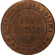 2 Centavos Pattern; Tolima, Colombia, 1890 reverse image