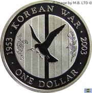 1 Dollar - Elizabeth II 4th Portrait - Korean War - Silver Proof, Australia, 2003 reverse image