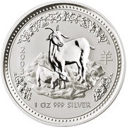 1 Dollar - Elizabeth II 4th Portrait - Year of the Goat - Silver Bullion Coin reverse image