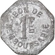 1 Franc Société Anonyme Token Coinage, Comoro Islands, 1915 reverse image