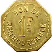 1 Franc Société Anonyme Token Coinage; Brass reverse image
