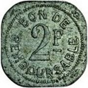 2 Francs Société Anonyme Token Coinage, Comoro Islands, 1915 reverse image