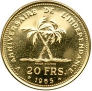 20 Francs 5th Anniversary of independence, Republic of the Congo, 1965 reverse image