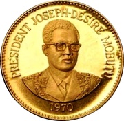10 Sengis 5 Years of J.D. Mobutu's Presidency; Gold Proof Issue, Republic of the Congo, 1970 reverse image