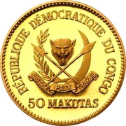 50 Makutas 5 Years of J.D. Mobutu's Presidency; Gold Proof Issue obverse image