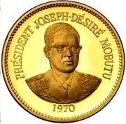 1 Zaïre 5 Years of J.D. Mobutu's Presidency; Gold Proof Issue, Republic of the Congo, 1970 reverse image