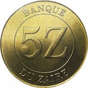 5 Zaïres obverse image