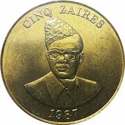 5 Zaïres, Republic of the Congo, 1987 reverse image
