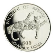 500 Nouveaux Zaïres Leopard, Republic of the Congo, 1996 reverse image