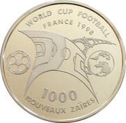 1000 Nouveaux Zaïres World Cup, Republic of the Congo, 1997 reverse image