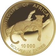 10 000 Nouveaux Zaïres Leopard, Republic of the Congo, 1996 reverse image