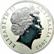 1 Dollar - Elizabeth II 4th Portrait - Silver Kangaroo; Gilded obverse image