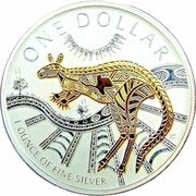 1 Dollar - Elizabeth II 4th Portrait - Silver Kangaroo; Gilded, Australia, 2003 reverse image