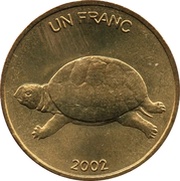 1 Franc Turtle, Republic of the Congo, 2002 reverse image