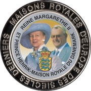 5 Francs Denmark - Queen Margrethe II and Prince Henrik, Republic of the Congo, 1999 reverse image