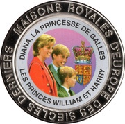 5 Francs United Kingdom - Princess Diana and Princes William and Harry, Republic of the Congo, 1999 reverse image
