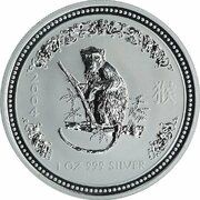 1 Dollar - Elizabeth II 4th Portrait - Year of the Monkey - Silver Bullion Coin, Australia, 2004 reverse image