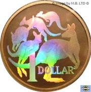 1 Dollar - Elizabeth II 4th Portrait - Mob of Roos - Hologram Version, Australia, 2004 reverse image