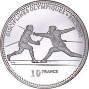 10 Francs Fencing, Republic of the Congo, 2000 reverse image
