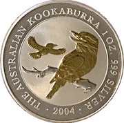 1 Dollar - Elizabeth II 4th Portrait - Australian Kookaburra - Gilded, Australia, 2004 reverse image