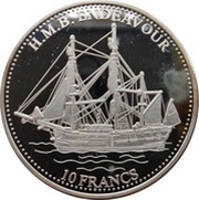 10 Francs H.M.B. Endeavour, Republic of the Congo, 2001 reverse image