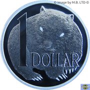 1 Dollar - Elizabeth II 4th Portrait - Masterpieces in Silver - Wombat Dollar, Australia, 2004 reverse image
