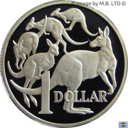 1 Dollar - Elizabeth II 4th Portrait - Mob of Roos - Silver Proof, Australia, 2004-2019 reverse image