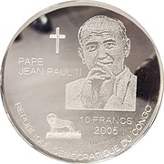 10 Francs In Memorium Pope John Paul II obverse image