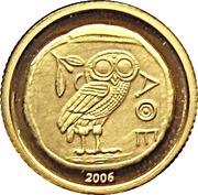 10 Francs Greek coin - Owl, Republic of the Congo, 2006 reverse image