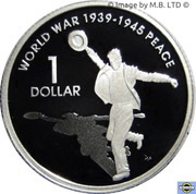 1 Dollar - Elizabeth II 4th Portrait - Peace - End of World War II - Silver Proof, Australia, 2005 reverse image