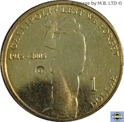 1 Dollar - Elizabeth II 4th Portrait - Gallipoli, Australia, 2005 reverse image