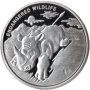 10 Franc Rhinoceros, Republic of the Congo, 2007 reverse image