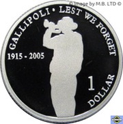 1 Dollar - Elizabeth II 4th Portrait - Gallipoli - Silver Proof, Australia, 2005 reverse image