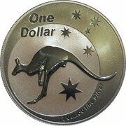 1 Dollar - Elizabeth II 4th Portrait - Silver Kangaroo, Australia, 2005 reverse image