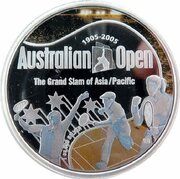 1 Dollar - Elizabeth II 4th Portrait - Australian Open Tennis - Silver Proof, Australia, 2005 reverse image