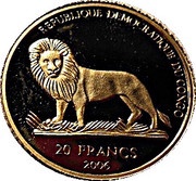 20 Francs 2006 FIFA World Cup Soccer - Mascot obverse image