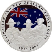 1 Dollar - Elizabeth II 4th Portrait - 90th Anniversary Gallipoli Landings, Australia, 2005 reverse image
