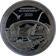20 Francs Mamenchisaurus, Republic of the Congo, 2020 reverse image