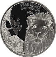 20 Francs Panthera leo, Republic of the Congo, 2020 reverse image