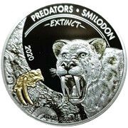 20 Francs Smilodon - gilded, Republic of the Congo, 2020 reverse image