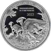20 Francs Parasaurolophus, Republic of the Congo, 2022 reverse image