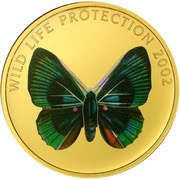 100 Francs Butterfly green-blue Gold, Republic of the Congo, 2002 reverse image
