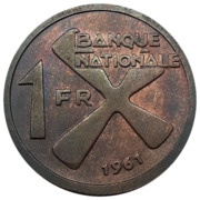 1 Franc, Republic of the Congo, 1961 reverse image