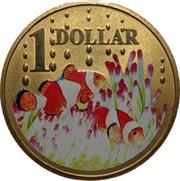 1 Dollar - Elizabeth II 4th Portrait - Ocean Series - Clown Fish reverse image