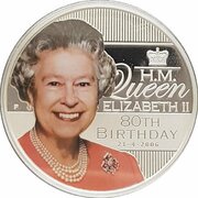 1 Dollar - Elizabeth II 4th Portrait - Queen Elizabeth II 80th Birthday, Australia, 2006 reverse image