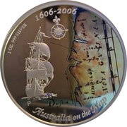 1 Dollar - Elizabeth II 4th Portrait - Australia on the Map, Australia, 2006 reverse image