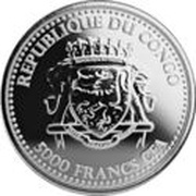 5000 Francs CFA Congo Silverback Gorilla obverse image